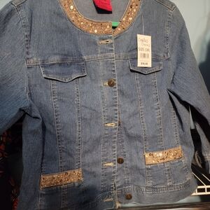Denim Embellished Jean Jacket - Light Blue